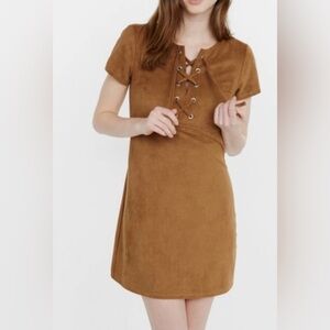 Brown Lace-Up Women's Dress